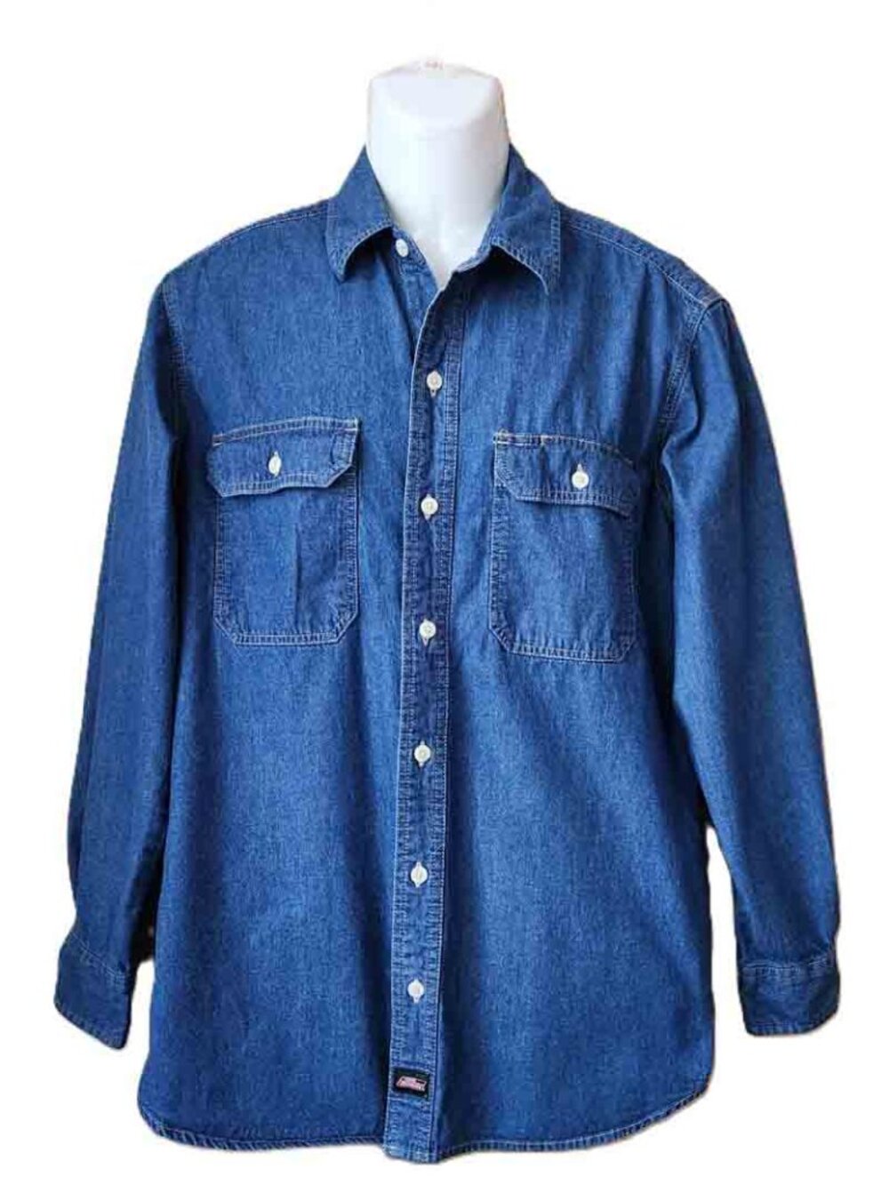 Dickies Denim Denim Shirt Blue Men's Size Medium